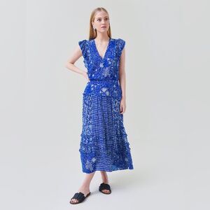 Poupette St Barth Paulina Midi Dress Blue Size Large